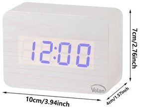 Zegar budzik drewniany led elektroniczny cyfrowy stojący - termometr + data