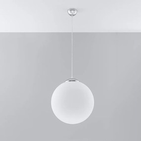 Lampy wiszące minimalistyczny Stera, stal/szkło - 1 źródło światła 4000K - L.40 x H.130 cm - biały/chrom