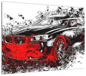 Obraz na szkle - Malowany samochód w akcji (70x50 cm)