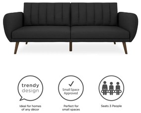 Ciemnoszara rozkładana sofa Novogratz Brittany