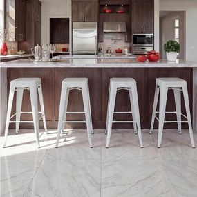 Metalowy stołek barowy MCW-A73 (zestaw 4 sztuk),  biały