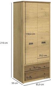 Industrialna szafa dwudrzwiowa dąb cremona + dąb lefkas P8-E66