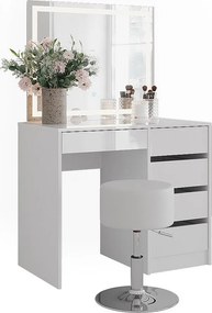 Stół do toalety biały/biały wysoki połysk 89.8x50.1x76 sherry