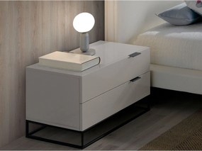 Szafka nocna z szarego drewna i czarnej stali 7004 ANGEL CERDA