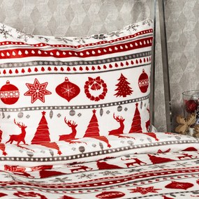 4Home Pościel mikrofranela Christmas Time czerwony, 140 x 200 cm, 70 x 90 cm