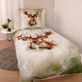 Herding Pościel flanelowa Jeleń, 135 x 200 cm, 80 x 80 cm