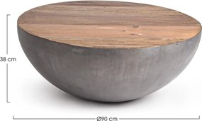 Szary/w naturalnym kolorze metalowy okrągły stolik ø 90 cm Lancaster – Bizzotto