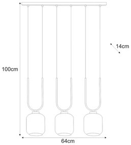 Lampa z trzema kloszami czarno-beżowa L3-B00