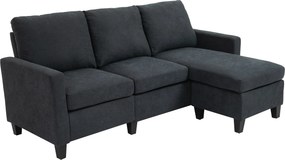 HOMCOM Sofa Narożna Wielofunkcyjna Ciemnoszara 197x139x91 cm Przestronny i Wygodny Narożnik | Aosom PL