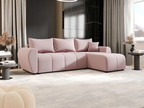 BEDANTE narożnik MOLISA L Cosmic 14 prawa różowy z funkcją spania sofa w kształcie litery L z pojemnikiem na pościel