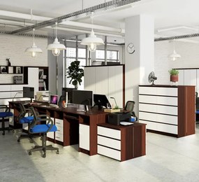 Komputerowe biurko z szufladami wenge + biały - Dopio 2X