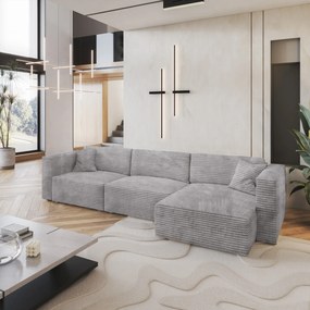Masseno Narożnik TOLMO z funkcją spania i pojemnikiem na pościel Narozniki L, Rozkładana sofa - Jasnoszary, TILIA 86