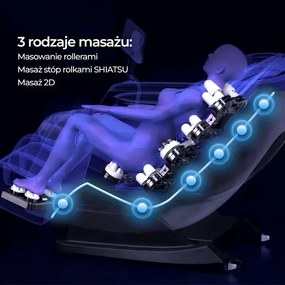 Fotel Masujący VX MAX Wypoczynkowy Relaksacyjny Czarny Ekoskóra Loft