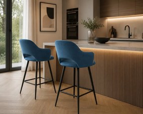 Hoker Milano krzesło barowe tkanina Welur podstawa metalowa : Kolor nogi - Czarna stożek, Kolor tkaniny - VELVET - MG33, Typ siedziska - Siedzisko obrotowe 360°