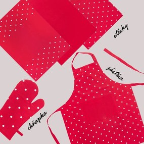 Fartuch kuchenny Kropka, czerwony, 71 x 86 cm