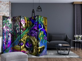 Parawan dwustronny Street art 225x172 cm 5-częściowy niebieski ARTGEIST B