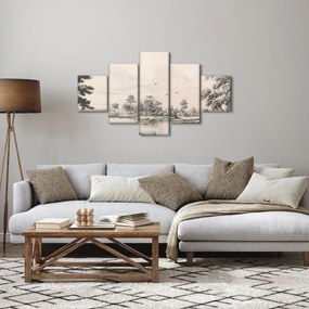 Obraz - Rysunek krajobrazu w stylu vintage (125x70 cm)