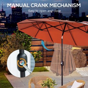 Outsunny Parasol przeciwsłoneczny, parasol ogrodowy, nachylany, z korbą ręczną, otwory wentylacyjne, poliester + stal, czerwone wino, 295 x 152 cm | Aosom PL