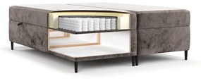 Brązowe łóżko boxspring ze schowkiem 200x200 cm Araya – Maison de Rêve