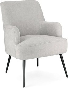 Fotel z jasnoszarej tkaniny i stalowymi nogami pomalowanymi na czarno - ERNESTINE