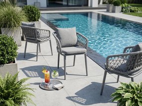 Krzesło ogrodowe aluminiowe antracyt taras sznurowane lekka rama 58x66x79cm