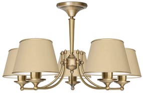 Złoty klasyczny żyrandol z abażurami ecru YA-S5AK