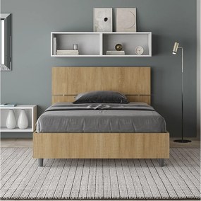 Łóżko wyposażone w stelaż z listwami 120x200 Prosty zagłówek dąb naturalny Demas