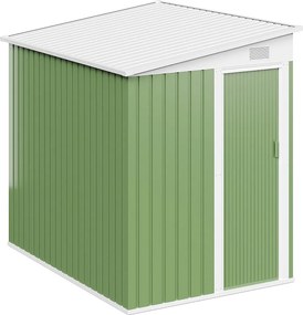 Przylegająca metalowa szopa ogrodowa z galwanizowanej stali w kolorze szałwiowej zieleni 3,15 m² - DAXTON