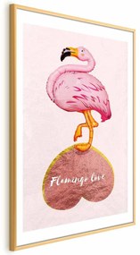 Plakat Zakochany flaming 29,7x42 cm z ramą złotą z marginesem ARTGEIST B