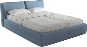 Łóżko 180 x 228 - z tkaniny szenilowej - jeans - HOKU