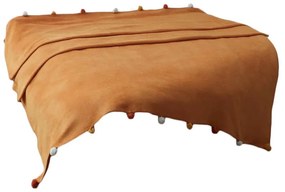 Musztardowa polarowa narzuta 200x220 cm Pom Pom – Mijolnir