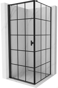 Mexen Mist-B kabina prysznicowa uchylna lewa 70 x 70 cm, czarna kratka, czarna - 8A2T-070-070-70-77-L