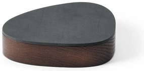 Antracytowo-brązowy drewniany/ze skóry ekologicznej pojemnik dekoracyjny z pokrywką 14x12,5x3,5 cm Curve Nupo – LIND DNA