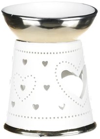 Porcelanowa lampa aromatyczna Hearts, złoto-biały, 10 x 13 x 10 cm