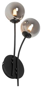 Nowoczesna lampa ścienna czarna 2-światłowa z przydymionym szkłem - Athens Rustykalny / Vintage Oswietlenie wewnetrzne