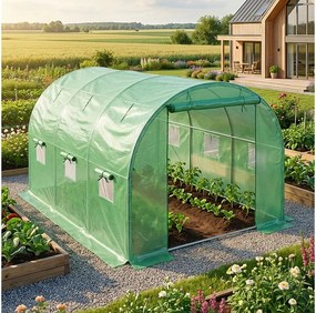 Tunel ogrodowy foliowy tunel z rolowanymi ścianami Zielony 200x300x200 cm