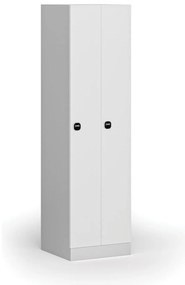 Szafka ubraniowa wąska, 2-drzwiowa, 1850 x 500 x 500 mm, demontaż, zamek RFID, drzwi laminowane, biała
