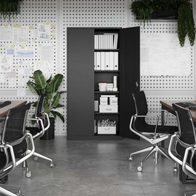 Biurowa szafa metalowa na akta JAN, 900 x 1850 x 400 mm, antracytowa