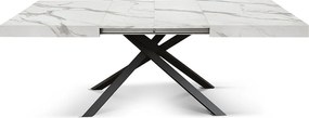 Stół drewniany, białe wykończenie i czarna podstawa, rozkładany 140x90-220x90 - FORTE DEI MARMI