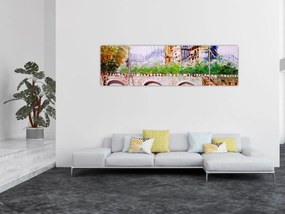 Obraz - Obraz olejny przedstawiający miasto (170x50 cm)