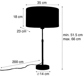 Lampa stołowa brązowa z owalnym aksamitnym abażurem z motywem liści 35 cm - Parte Nowoczesny Oswietlenie wewnetrzne