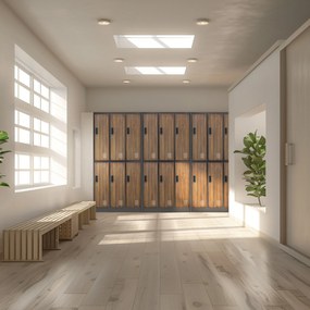 Szafa socjalna 6-drzwiowa IGOR, 900 x 1850 x 450 mm, Eco Design: antracytowa/ orzech