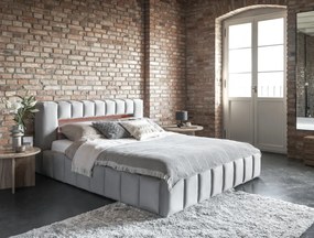 Łóżko tapicerowane LAMICA VELVET 160x200 jasnoszare z pojemnikiem ELTAP