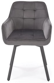 Krzesło do jadalni obrotowe z podłokietnikami popiel welurowe K588