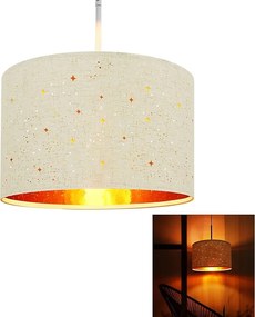 NETTLIFE Biała metalowa lampa wisząca śr. 38cm E27 38CM nowoczesna z abażurem z tkaniny gwiaździste niebo gniazdo projektowe do sypialni salon - bez żarówki