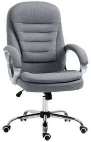 HOMCOM Fotel biurowy ergonomiczny obrotowy 360 stopni regulacja wysokości funkcja przechylania szary len | Aosom PL