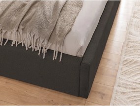Ciemnoszare tapicerowane łóżko dwuosobowe ze schowkiem i stelażem 180x200 cm Cille – Ropez