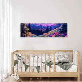 Obraz - Fioletowy krajobraz przy pełni księżyca (170x50 cm)