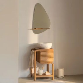 Zestaw Mebli Łazienkowych Z Drewna Tekowego Bradley Nieregularna Z Biały Cementu ↔︎40 Cm Fedro - Sklum