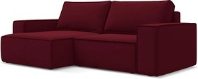 Narożnik lewostronny z funkcją spania - z tkaniny welwetowej - burgundowy - KIMO